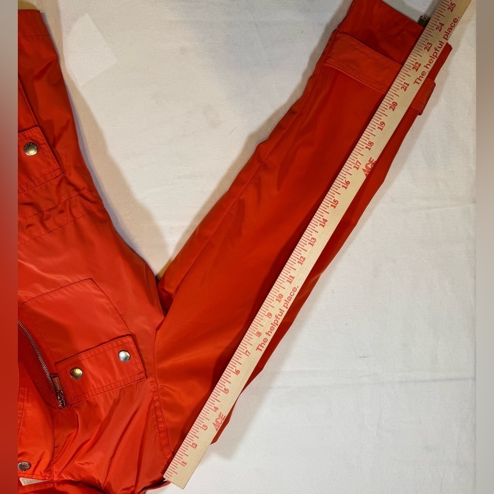 NWOT Michael Kor’s Women's Orange Hooded Rain Coat Jacket with silver details - Picture 10 of 12
